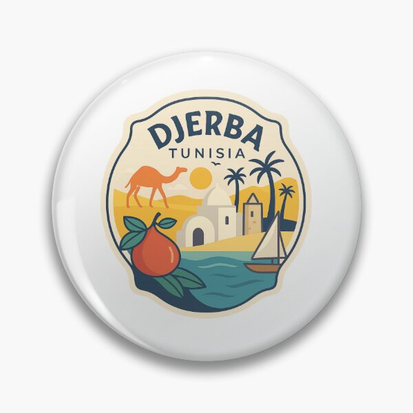 Item preview, Djerba Tunisia Coastal Scene with Camel, Mosque, and Date Palm designed and sold by Aryabek.