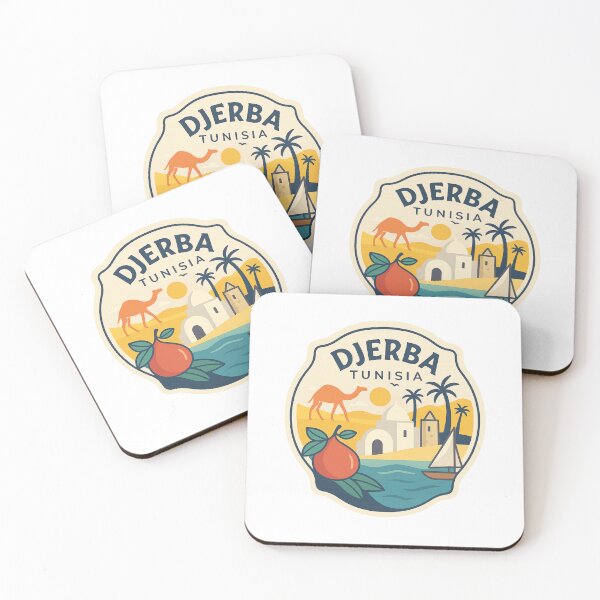 Item preview, Djerba Tunisia Coastal Scene with Camel, Mosque, and Date Palm designed and sold by Aryabek.