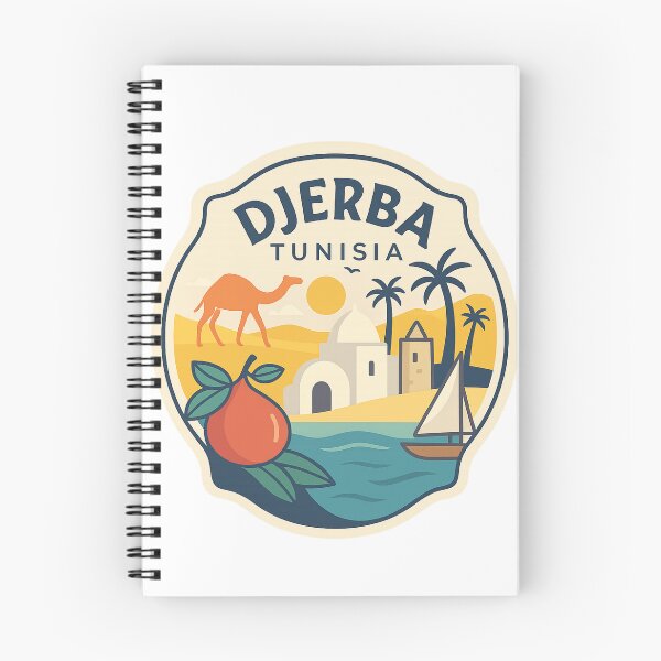 Item preview, Djerba Tunisia Coastal Scene with Camel, Mosque, and Date Palm designed and sold by Aryabek.