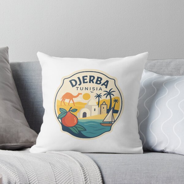 Item preview, Djerba Tunisia Coastal Scene with Camel, Mosque, and Date Palm designed and sold by Aryabek.