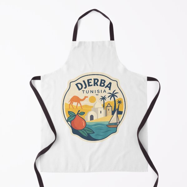 Item preview, Djerba Tunisia Coastal Scene with Camel, Mosque, and Date Palm designed and sold by Aryabek.