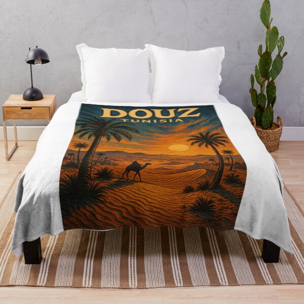 Item preview, Douz Tunisia Camel Rider in Sahara with Desert Palms designed and sold by Aryabek.