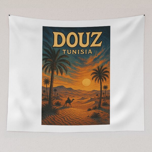Item preview,  Douz Tunisia Camel Rider in Sahara with Desert Palms designed and sold by Aryabek.