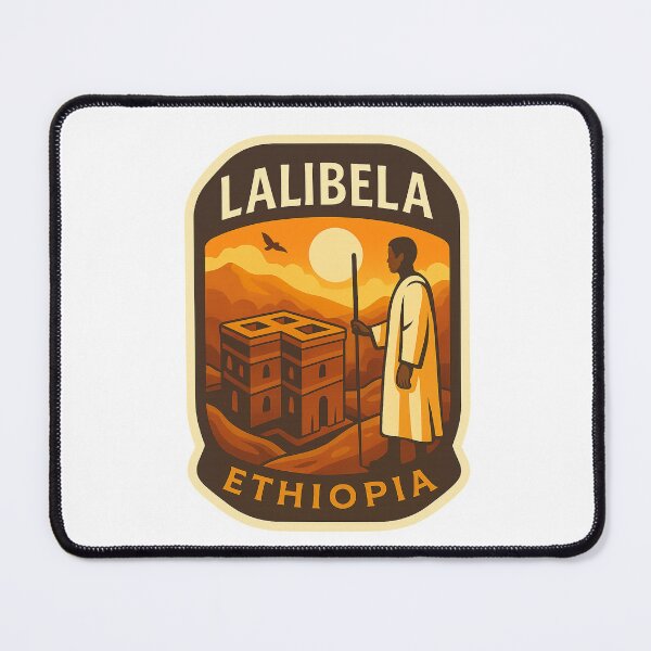 Item preview,  Lalibela Ethiopia Rock-Hewn Church with Highland Landscape and Priest designed and sold by Aryabek.