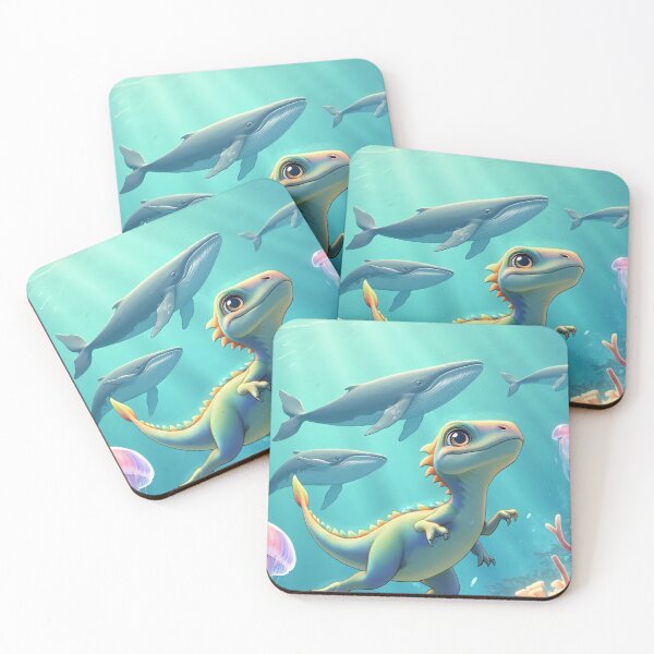 Item preview, Cute baby dinosaur underwater adventure with whales and jellyfish designed and sold by Songmooh.