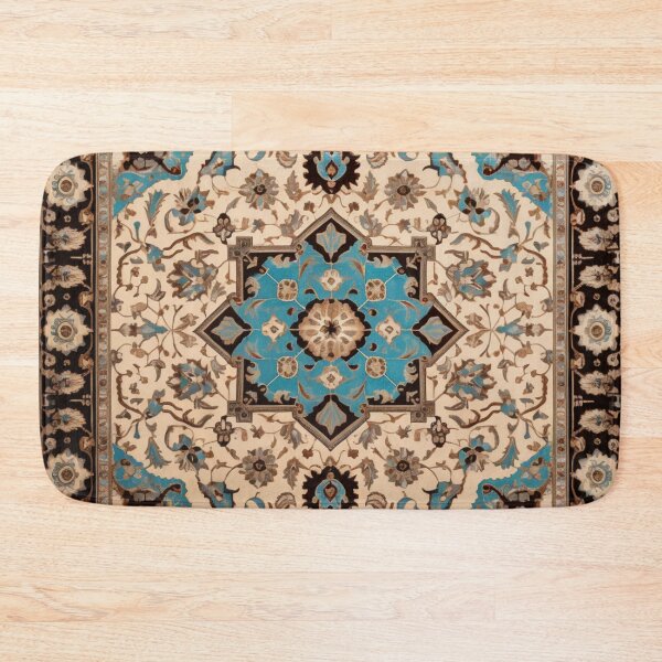 Item preview, Antique Persian Ivory Blue Rug Pattern designed and sold by GrinGalore.