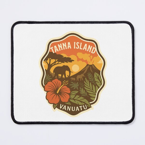 Item preview, Tanna Island Vanuatu Sunset with Mount Yasur and Hibiscus designed and sold by Aryabek.
