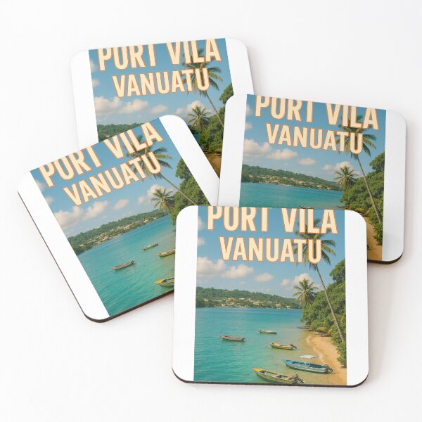 Item preview, Port Vila Vanuatu Coastal View with Boats and Palm Trees designed and sold by Aryabek.