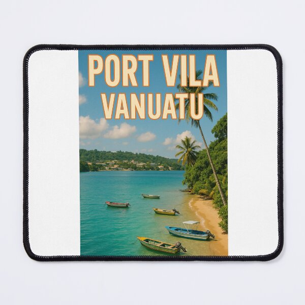 Item preview, Port Vila Vanuatu Coastal View with Boats and Palm Trees designed and sold by Aryabek.