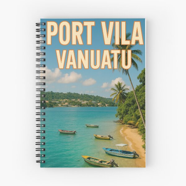 Item preview, Port Vila Vanuatu Coastal View with Boats and Palm Trees designed and sold by Aryabek.