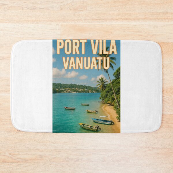 Item preview, Port Vila Vanuatu Coastal View with Boats and Palm Trees designed and sold by Aryabek.
