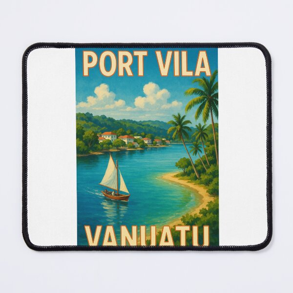 Item preview, Port Vila Vanuatu Sailboat on Tropical Coastline designed and sold by Aryabek.