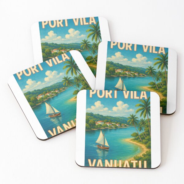Item preview, Port Vila Vanuatu Sailboat on Tropical Coastline designed and sold by Aryabek.