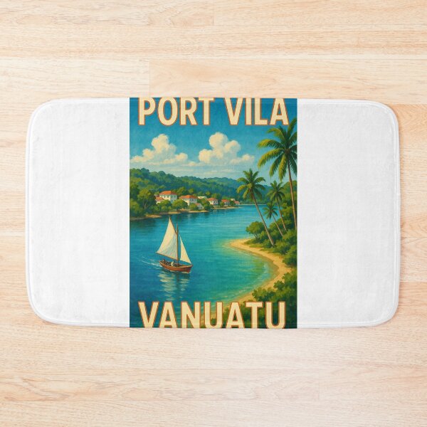 Item preview, Port Vila Vanuatu Sailboat on Tropical Coastline designed and sold by Aryabek.