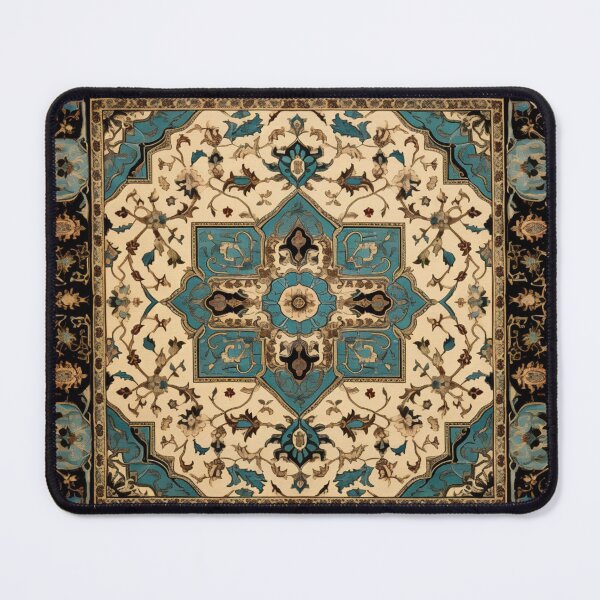 Item preview, Antique Persian Ivory Cyan Rug Pattern designed and sold by GrinGalore.