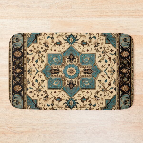 Item preview, Antique Persian Ivory Cyan Rug Pattern designed and sold by GrinGalore.