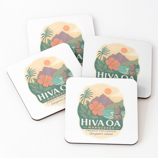 Item preview, Hiva Oa Marquesas Island with Tiki Statue and Tropical Landscape designed and sold by Aryabek.