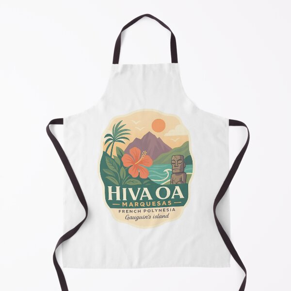 Item preview, Hiva Oa Marquesas Island with Tiki Statue and Tropical Landscape designed and sold by Aryabek.