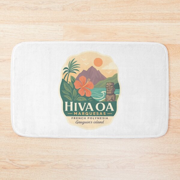 Item preview, Hiva Oa Marquesas Island with Tiki Statue and Tropical Landscape designed and sold by Aryabek.