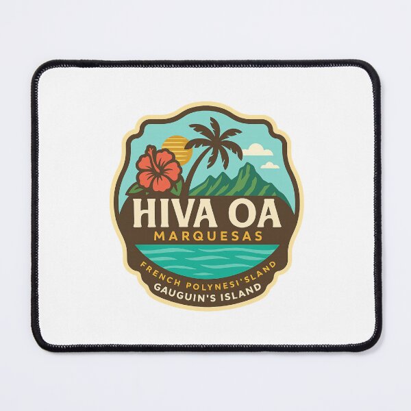 Item preview, Hiva Oa Marquesas Coastal Scene with Hibiscus and Mountains designed and sold by Aryabek.