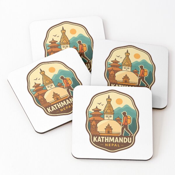 Item preview, Kathmandu Nepal with Stupa, Temples, and Mountain Trekker designed and sold by Aryabek.