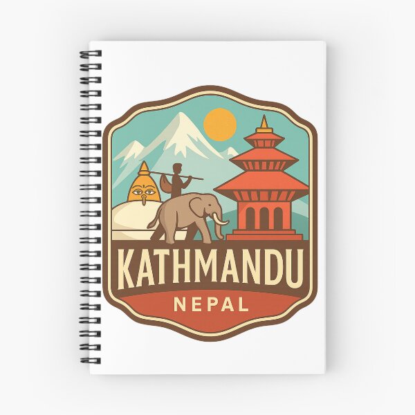 Item preview, Kathmandu Nepal Temples with Elephant and Himalayan Peaks designed and sold by Aryabek.