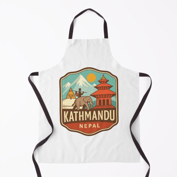 Item preview, Kathmandu Nepal Temples with Elephant and Himalayan Peaks designed and sold by Aryabek.