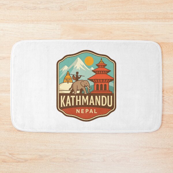 Item preview, Kathmandu Nepal Temples with Elephant and Himalayan Peaks designed and sold by Aryabek.