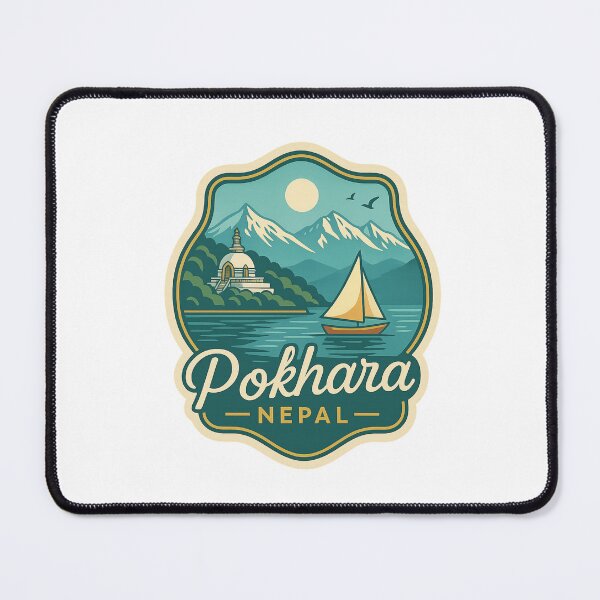 Item preview, Pokhara Nepal with World Peace Pagoda and Annapurna Mountains designed and sold by Aryabek.