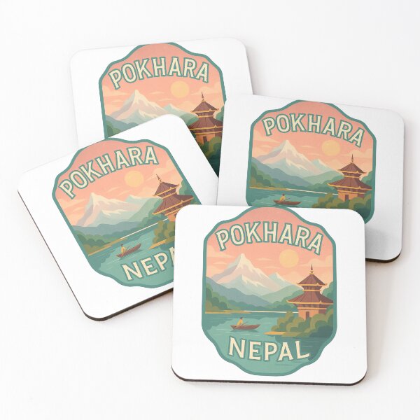 Item preview, Pokhara Nepal Sunset with Himalayas and Lakeside Temple designed and sold by Aryabek.