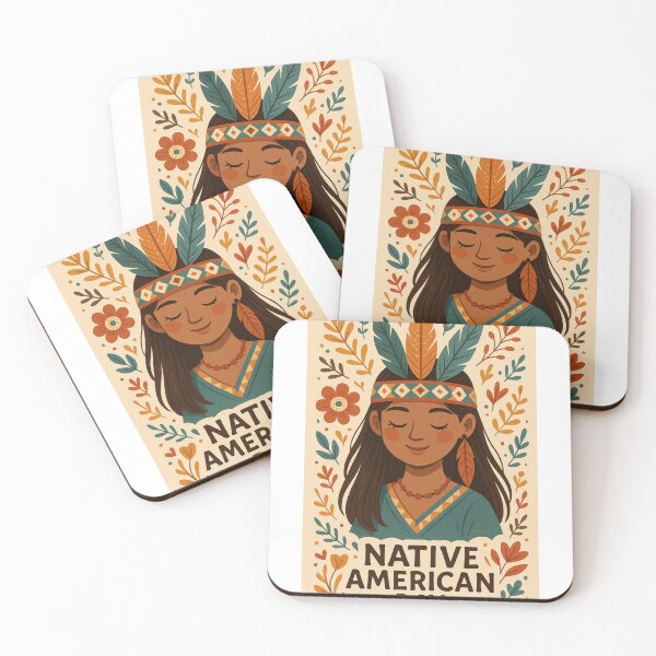 Item preview, Native American Day Portrait with Feathers and Cultural Motifs designed and sold by Aryabek.