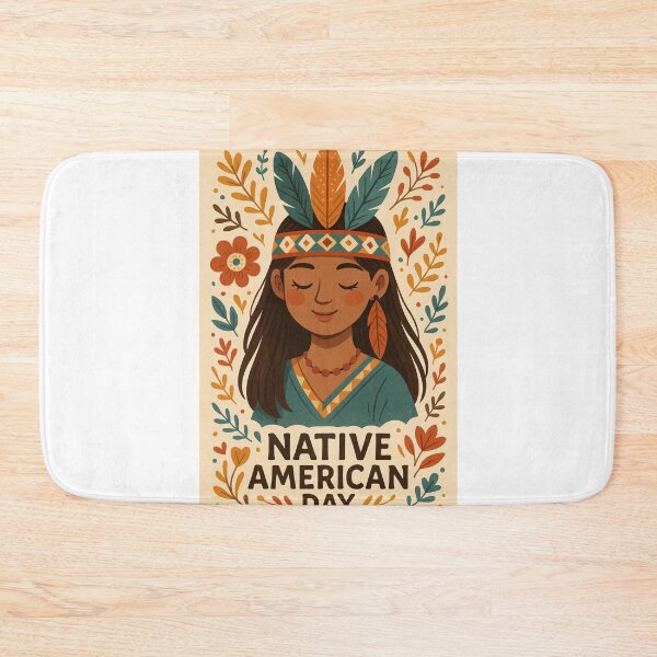 Item preview, Native American Day Portrait with Feathers and Cultural Motifs designed and sold by Aryabek.