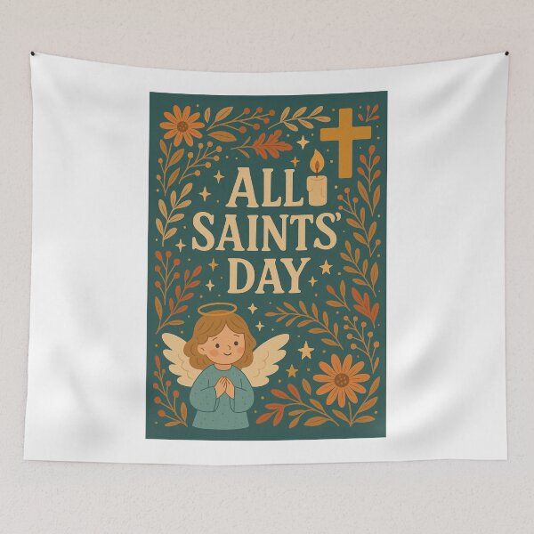 Item preview, All Saints’ Day Blessings with Angel, Candle and Cross designed and sold by Aryabek.