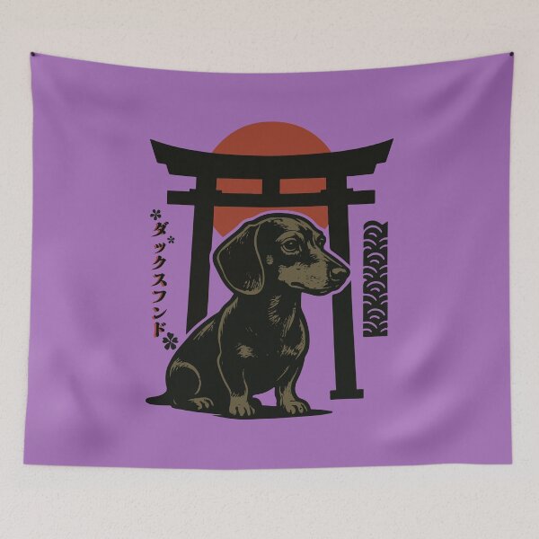 Item preview, Dachshund Torii Gate | Rising Sun Silhouette | Japanese Inspired Design designed and sold by pick-o-print.