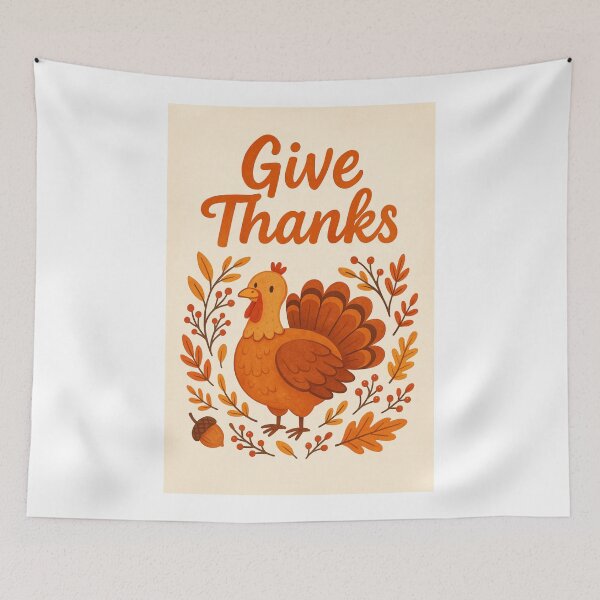 Item preview, Give Thanks with Autumn Leaves and Thanksgiving Turkey designed and sold by Aryabek.