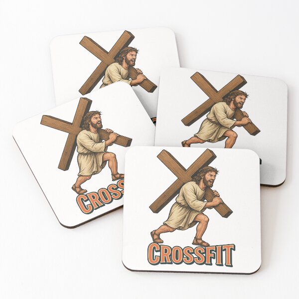Item preview, CrossFit Jesus Cartoon Carrying the Cross Religious Satire designed and sold by Places On Earth.