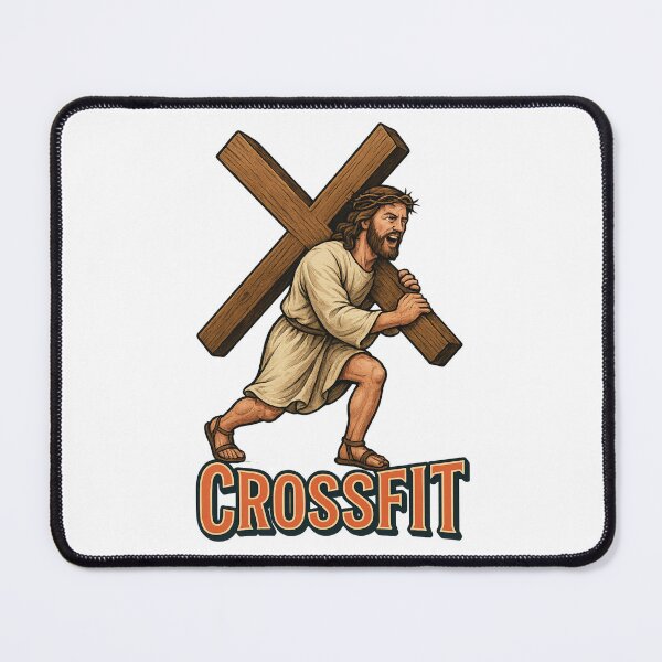 Item preview, CrossFit Jesus Cartoon Carrying the Cross Religious Satire designed and sold by Places On Earth.