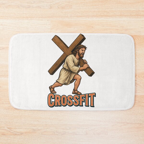Item preview, CrossFit Jesus Cartoon Carrying the Cross Religious Satire designed and sold by Places On Earth.