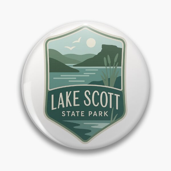 Item preview, Lake Scott State Park Badge with Water and Butte designed and sold by Places On Earth.