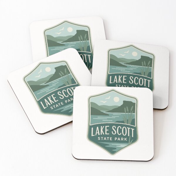 Item preview, Lake Scott State Park Badge with Water and Butte designed and sold by Places On Earth.