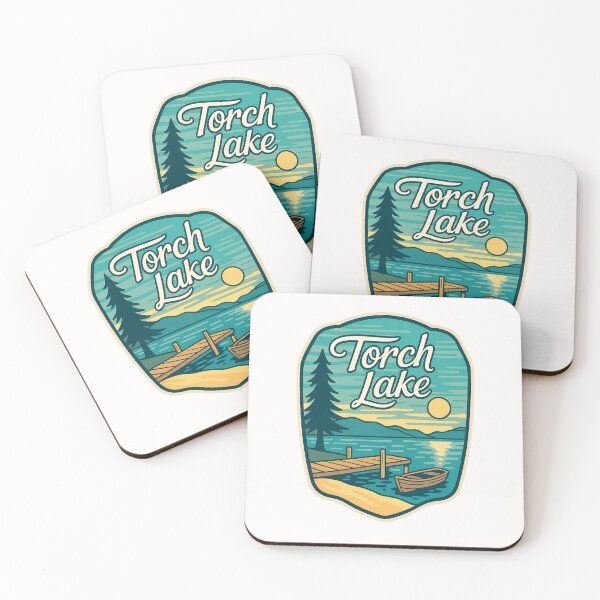 Item preview, Torch Lake Sunset with Dock and Rowboat Michigan designed and sold by Places On Earth.