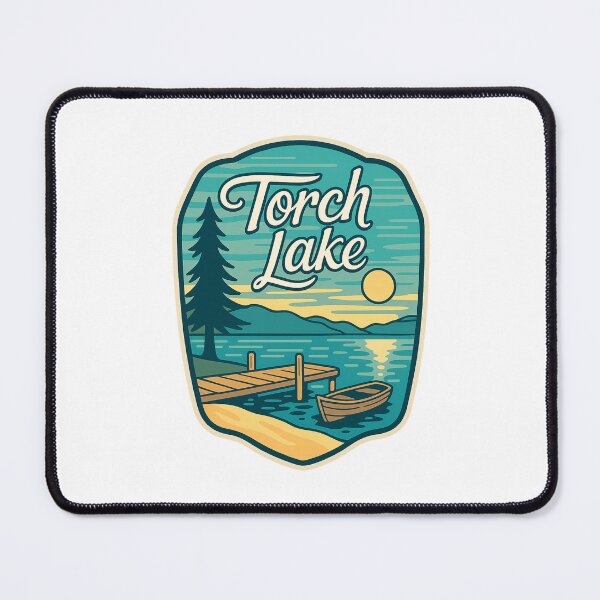 Item preview, Torch Lake Sunset with Dock and Rowboat Michigan designed and sold by Places On Earth.