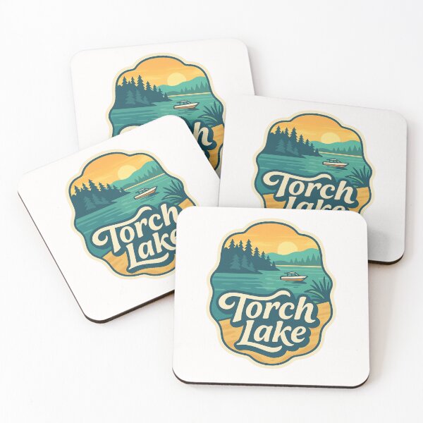 Item preview, Torch Lake Boating Scene with Pines and Sunset designed and sold by Places On Earth.