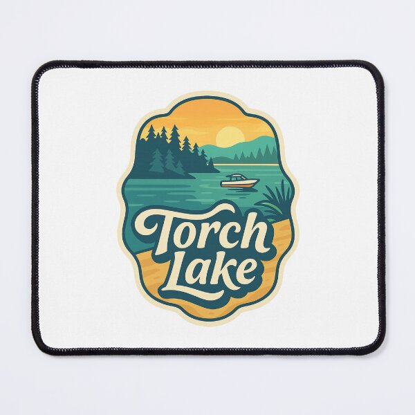 Item preview, Torch Lake Boating Scene with Pines and Sunset designed and sold by Places On Earth.