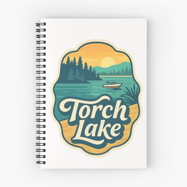 Item preview, Torch Lake Boating Scene with Pines and Sunset designed and sold by Places On Earth.