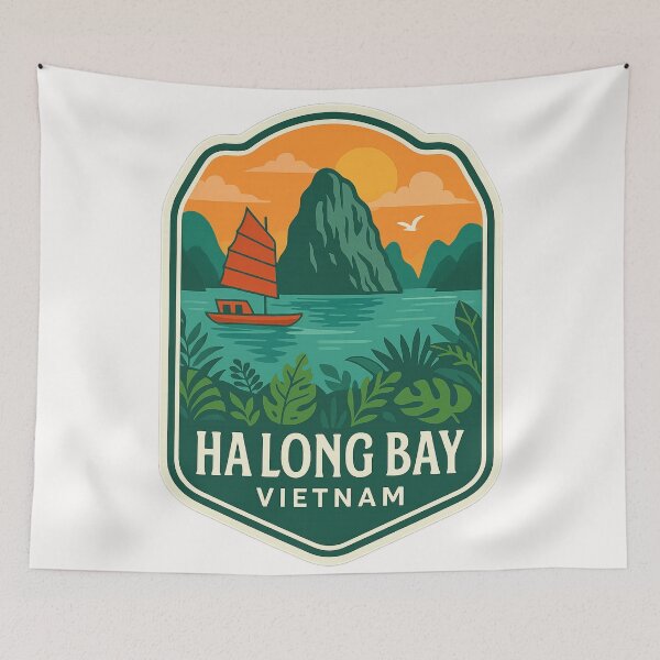 Item preview, Ha Long Bay Vietnam Junk Boat at Sunset designed and sold by Places On Earth.