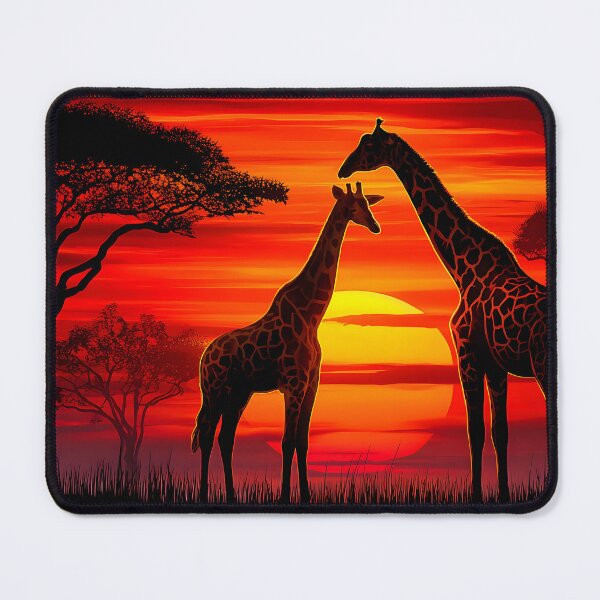 Item preview, Serene Giraffes Silhouetted at Vibrant Sunset Glow designed and sold by Artessie.