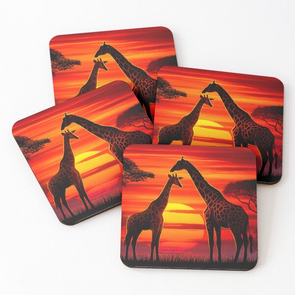 Item preview, Serene Giraffes Silhouetted at Vibrant Sunset Glow designed and sold by Artessie.