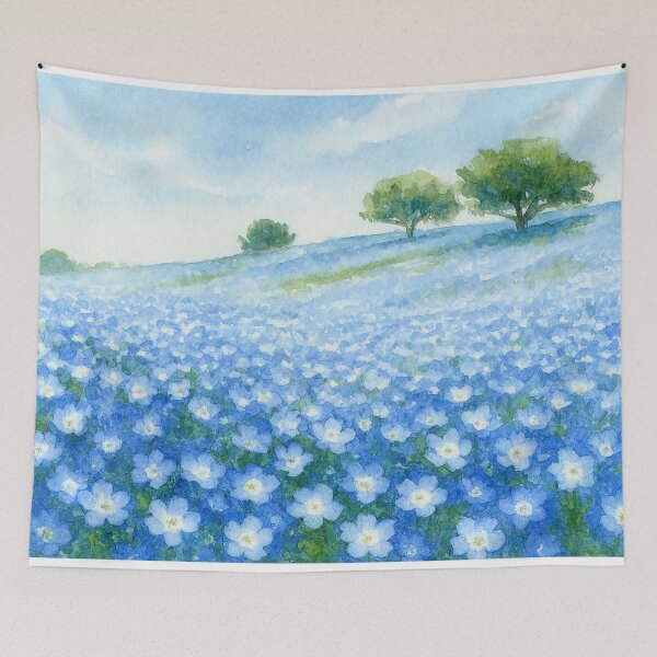 Item preview, Blue Flower Sea – Watercolor Landscape of Nemophila designed and sold by ワフパズル.