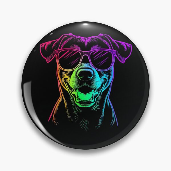 Item preview, Cool Neon Dog Portrait with Sunglasses – Vibrant Gradient Line Art designed and sold by PixelVibe782.